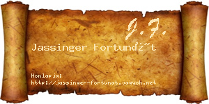 Jassinger Fortunát névjegykártya